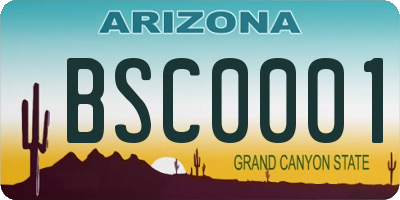 AZ license plate BSC0001