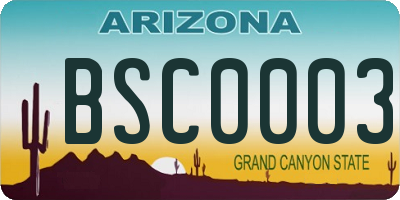 AZ license plate BSC0003