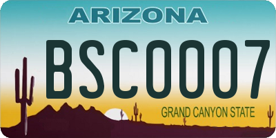 AZ license plate BSC0007