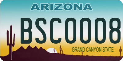 AZ license plate BSC0008