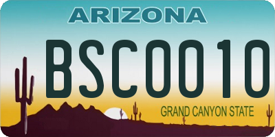 AZ license plate BSC0010