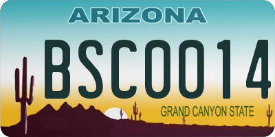 AZ license plate BSC0014