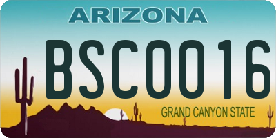 AZ license plate BSC0016