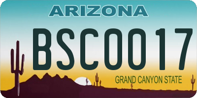 AZ license plate BSC0017