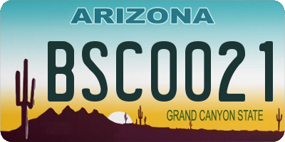 AZ license plate BSC0021