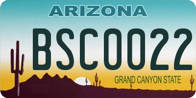 AZ license plate BSC0022