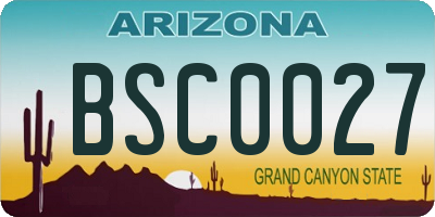 AZ license plate BSC0027