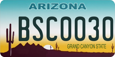 AZ license plate BSC0030