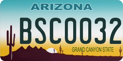 AZ license plate BSC0032