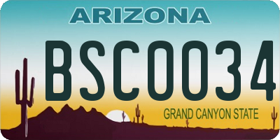 AZ license plate BSC0034