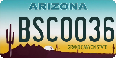 AZ license plate BSC0036