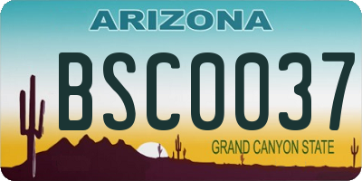 AZ license plate BSC0037