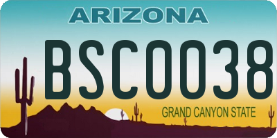 AZ license plate BSC0038