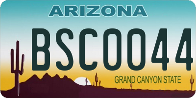 AZ license plate BSC0044