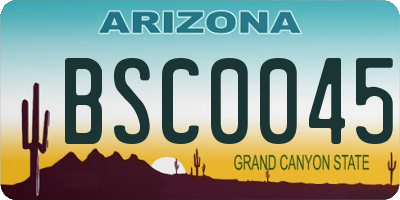 AZ license plate BSC0045