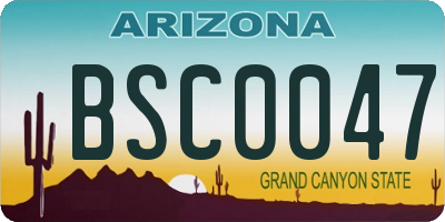 AZ license plate BSC0047