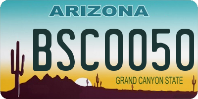 AZ license plate BSC0050