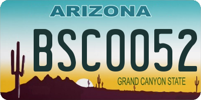 AZ license plate BSC0052