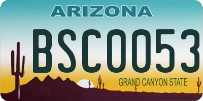 AZ license plate BSC0053