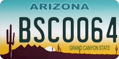 AZ license plate BSC0064