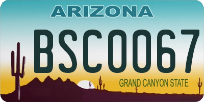 AZ license plate BSC0067