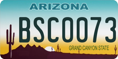 AZ license plate BSC0073