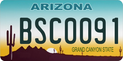 AZ license plate BSC0091