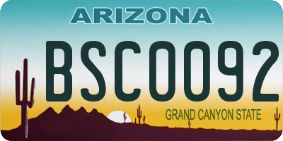 AZ license plate BSC0092