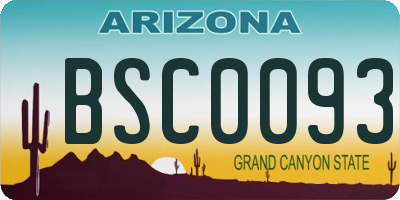 AZ license plate BSC0093