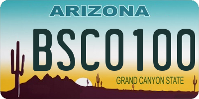 AZ license plate BSC0100