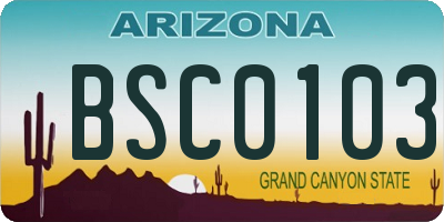 AZ license plate BSC0103