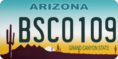 AZ license plate BSC0109