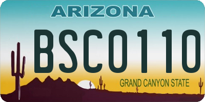 AZ license plate BSC0110