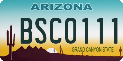 AZ license plate BSC0111