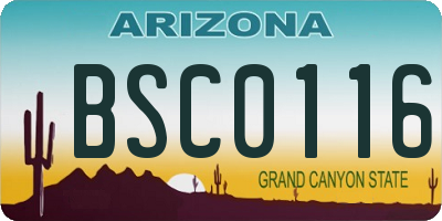 AZ license plate BSC0116