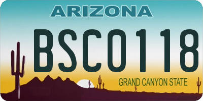 AZ license plate BSC0118