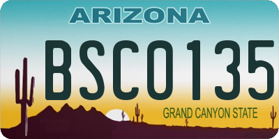 AZ license plate BSC0135