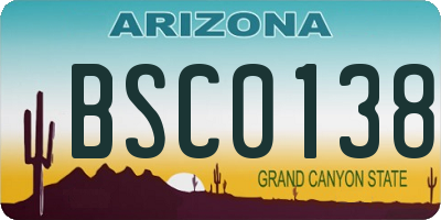 AZ license plate BSC0138