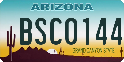 AZ license plate BSC0144