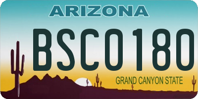 AZ license plate BSC0180