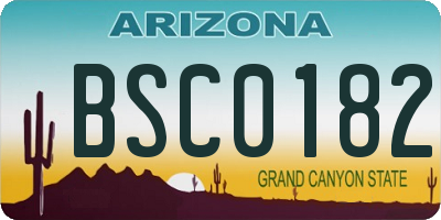 AZ license plate BSC0182