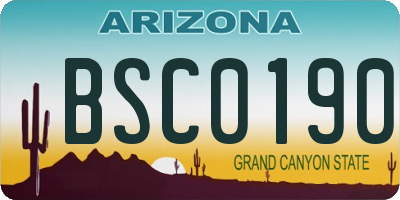 AZ license plate BSC0190