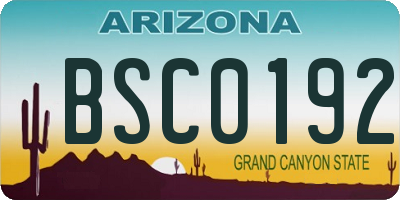 AZ license plate BSC0192