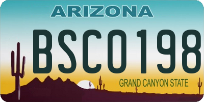 AZ license plate BSC0198