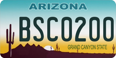 AZ license plate BSC0200