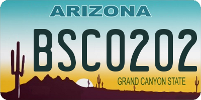 AZ license plate BSC0202