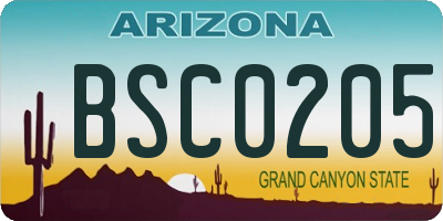 AZ license plate BSC0205