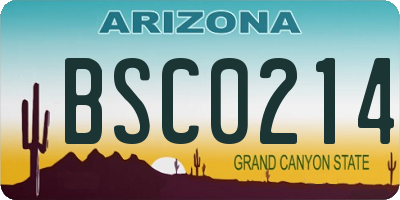 AZ license plate BSC0214