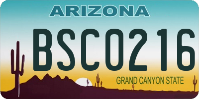 AZ license plate BSC0216