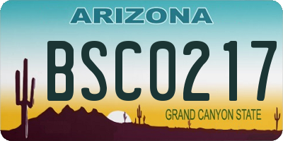 AZ license plate BSC0217